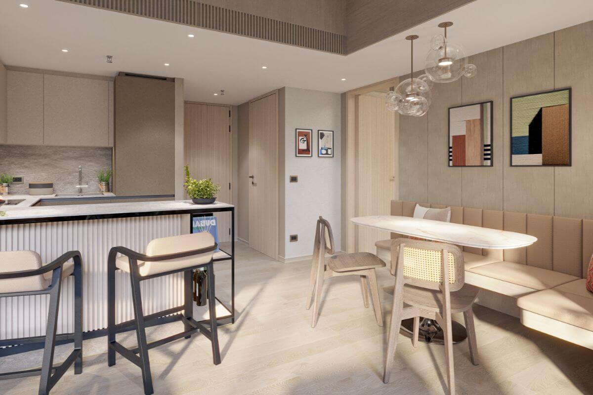 living area in a 2 bedroom luxury unit