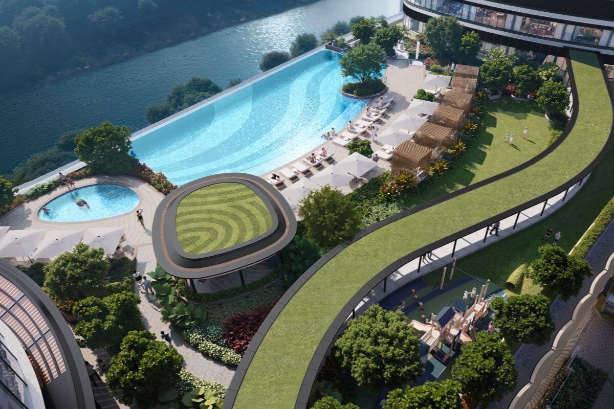 landscape amenity showing green and sustainable urban planning