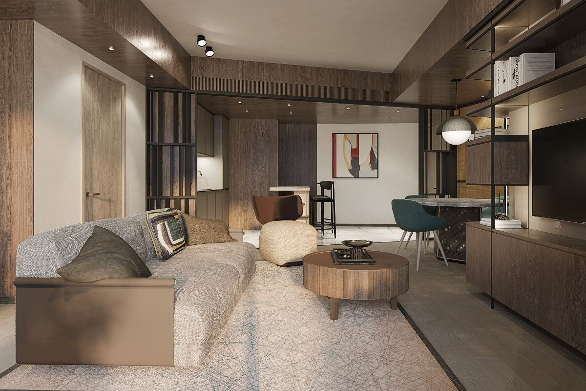living room in family friendly unit