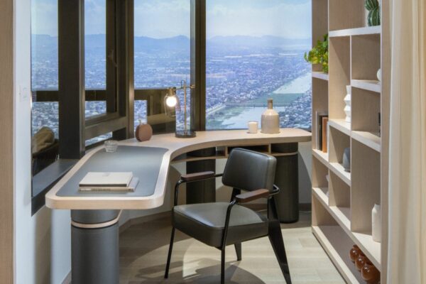 Study desk with city views in a modern Haraya Residences condominium unit