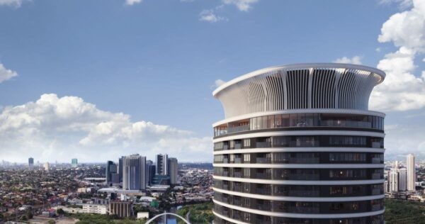 Artist’s perspective of a Haraya Residences tower overlooking Bridgetowne Estates, with surrounding city developments and road connections